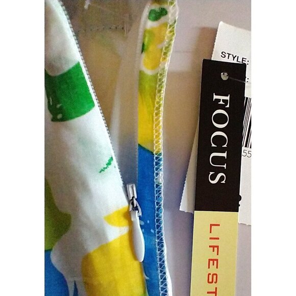 Focus Lifestyle Midi Skirt Blue Yellow Floral Lined Cotton - Size 12 NWT - Picture 4 of 8